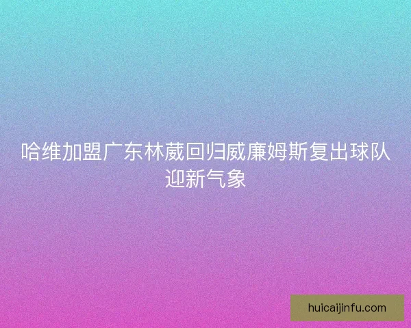 哈维加盟广东林葳回归威廉姆斯复出球队迎新气象